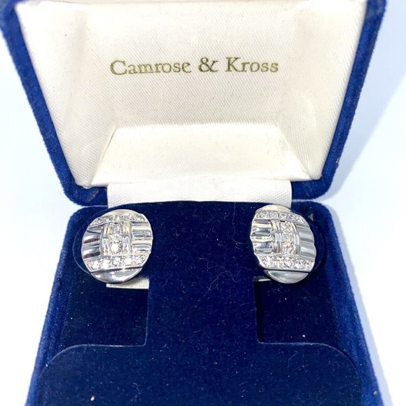 Camrose & Kross NIB Jacqueline Kennedy JBK Art Deco Crystal & Silver Earrings - Picture 3 of 6